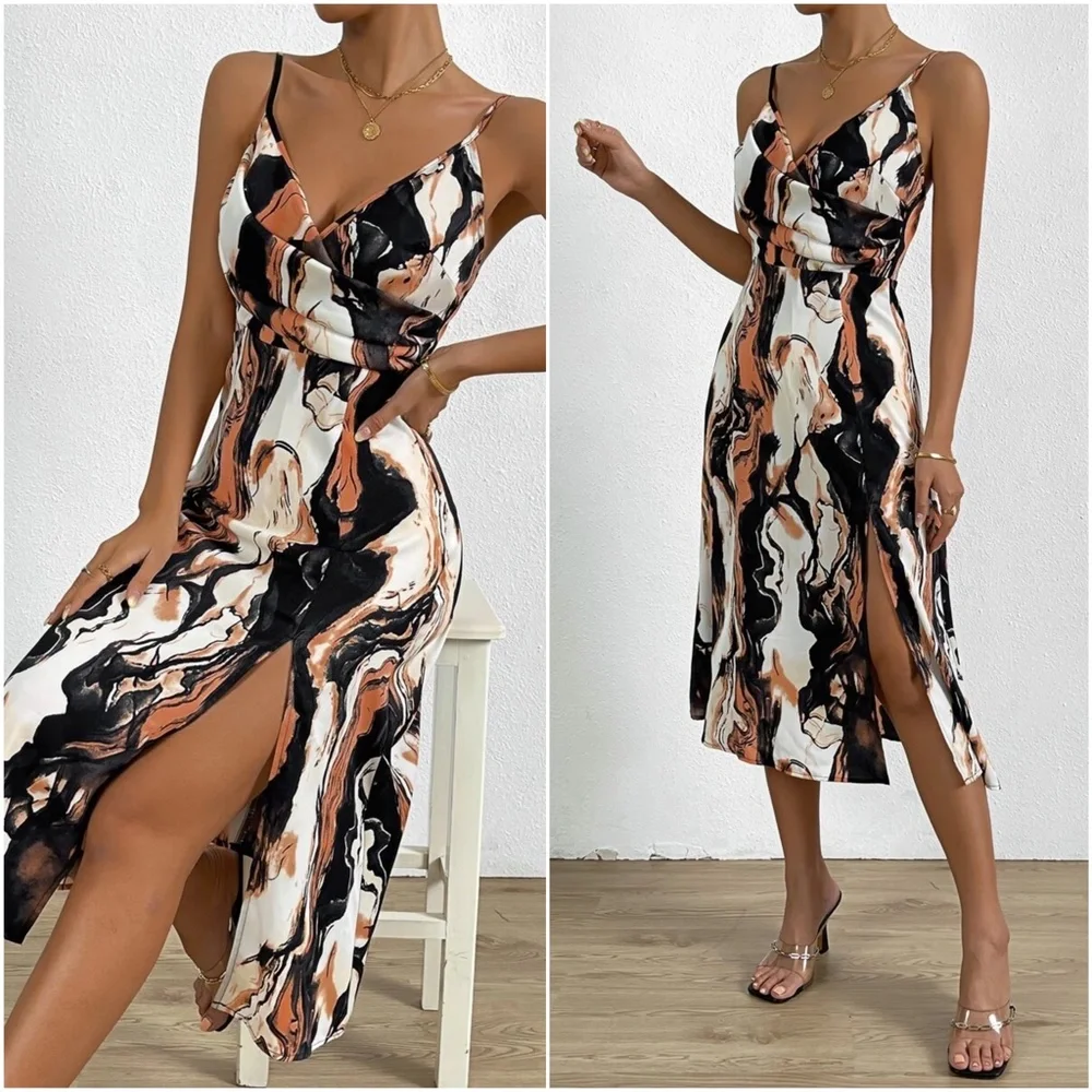 Luxe Water Color Slit Leg Cami dress - Picture 5 of 6